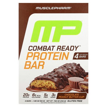 MusclePharm, Combat Ready™ 蛋白棒，巧克力花生醬味，4 根，每根 1.9 盎司（54 克）
