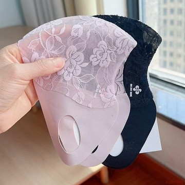 桃園出貨✨蕾絲無痕防曬口罩女2026年夏季薄款開車遮陽時尚網紗遮臉防曬面罩
