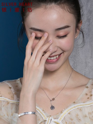 笑臉項鏈女純銀小眾設計飾品毛衣鏈秋冬2021年新款禮物送女友閨蜜
