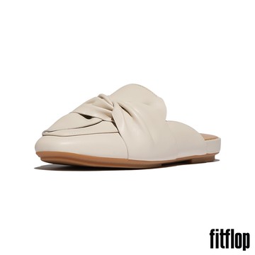 【FitFlop】DELICATO 柔軟紐結紋皮革木屐鞋-女(米色)