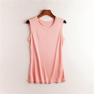 【米蘭精品】真絲T恤桑蠶絲背心-純色圓領無袖打底衫女上衣8色74fd21