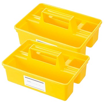 SHIMOYAMA 手提式分隔收納盒 4格 大(25 x 17.5 x 12cm)  2個  鮮黃色