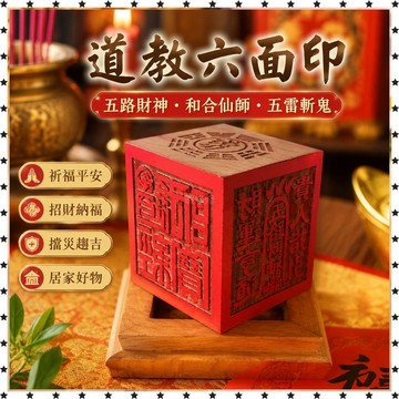 祈福 🙏🏻過香爐道教印章 道經師寶 五路財神 和合仙師 五雷斬鬼 六面印 道教用品 招財 招財平安 辟邪 擋災