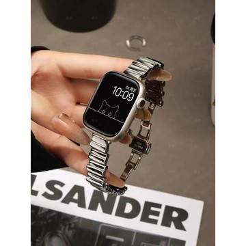 不鏽鋼不規則金屬錶帶 適用於 Apple Watch S11 錶帶女 S10 9 8 7 6 SE 蘋果錶帶 46mm