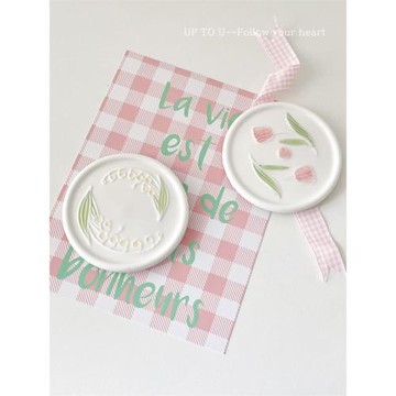 SHˇ陶瓷杯蓋 - ins風浮雕郁金香鈴蘭馬克杯咖啡杯通用防塵配件