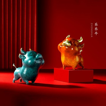 全銅牛擺件辦公室可愛本命年生肖牛工藝品書房茶臺萌寵擺件裝飾品