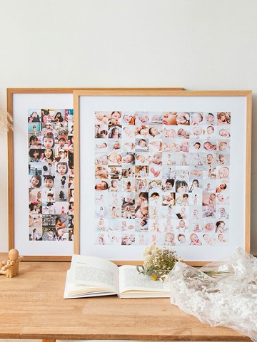 寶寶網紅百睡圖洗照片加相框定制來圖定做百天周歲禮物掛墻48宮格