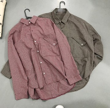 FINDSENSE H1 2018 秋季 新款 男 日本 文藝 復古格子 原宿 寬鬆長袖襯衫 休閒 潮上衣