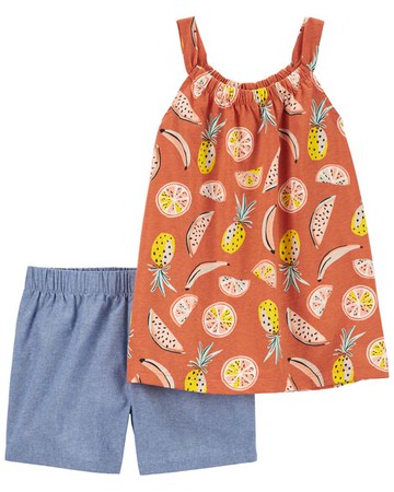 Kid 2-Piece Fruit Tank & Chambray Short Set