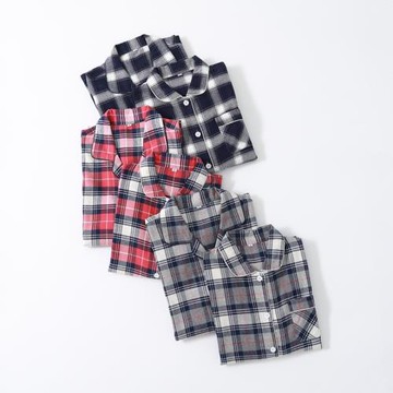 男女磨毛絨布情侶格紋長袖長褲