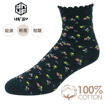 [UF72]UF6101(女20-24)/elf日風精舒棉絲柔碎花休閒女襪