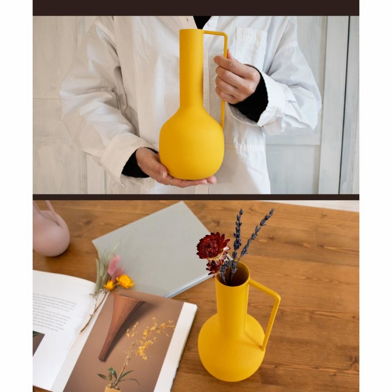 花瓶 花器 ヴィンテージ フラワーベース イエロー 個性的 ドイツ Vintage Yellow glass flower vase/ビンテージ イエロー ガラス