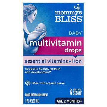 Mommy's Bliss, 嬰兒多維生素滴劑，必需維生素 + 鐵，2 個月及以上，1 液量盎司（30 毫升）