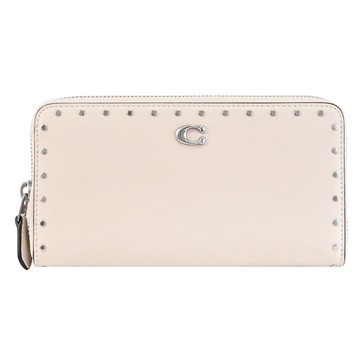 COACH CU707 經典C LOGO鉚釘造型ㄇ字拉鍊長夾.粉筆白