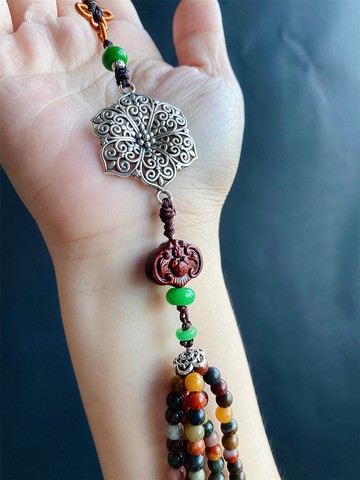 福到 有錢花 干青 阿拉善戈壁瑪瑙 設計款 禮物 包掛 車掛