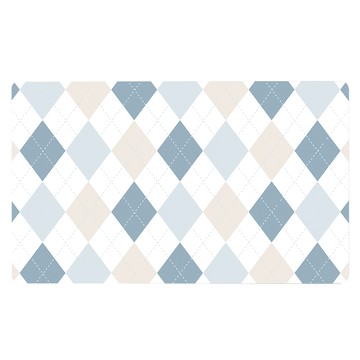 PVC防油防水皮革地墊 短款 75 x 45cm 菱格藍灰系  1個