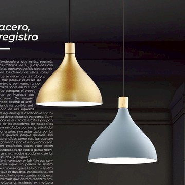 現代風鋼材原木金色/藍色燈罩式吊燈18-61901、61902