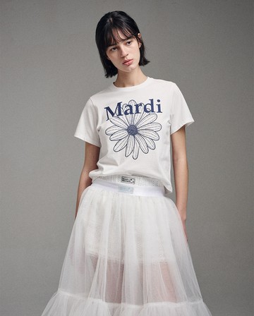 MARDI MERCREDI 印花短TEE 象牙白 經典小雛菊 海軍藍花 修身版 SLIM TSHIRT FLOWERMARDI