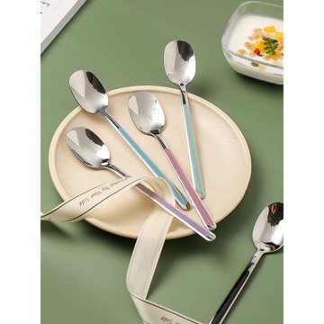 304不銹鋼勺子家用韓式長柄干飯勺湯勺湯匙高顏值調羹餐勺吃飯勺