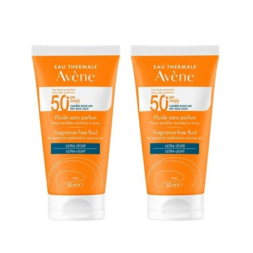 Avene雅漾 超能輕感防曬液(無香)SPF50+ 50ml 二入組