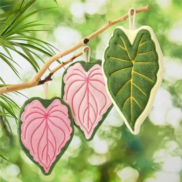 葉子珊瑚絨擦手巾可愛吸水不掉速干掛式加厚兒童家用廚房毛巾抹布