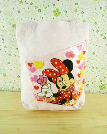 【震撼精品百貨】Micky Mouse 米奇/米妮  小提袋-粉拿花 震撼日式精品百貨