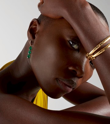 Anita Ko Anya 18kt gold drop earrings with diamonds and emeralds