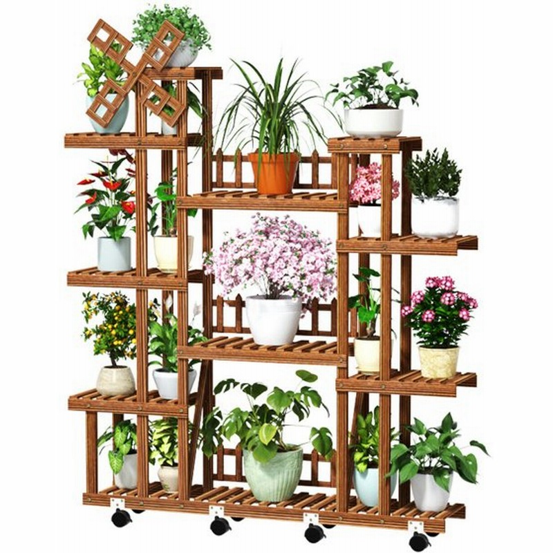 植物スタンド風車植木鉢棚屋内屋外ガーデンプランター植木鉢スタンド棚無垢材収納ラック 通販 Lineポイント最大get Lineショッピング