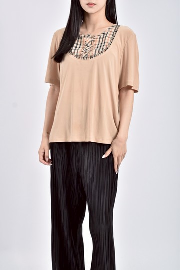 (M) speed fashion質感棉質格紋黃色短袖上衣