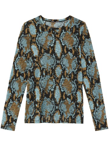 Proenza Schouler - snakeskin-print long-sleeve T-shirt - women - Cotton - XS - Black