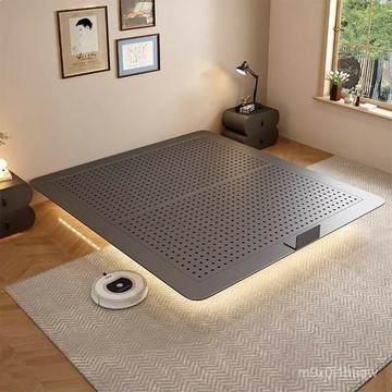 免運 懸浮奶油侘寂風小戶型2025年新款網紅無床頭碳素鋼架床架artcolor 臥室大床 懸空床 簡易床架