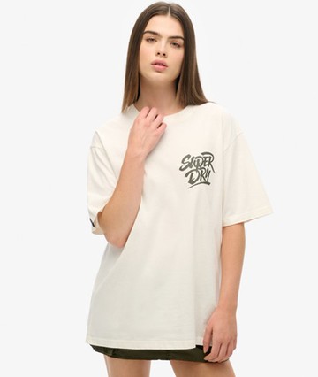 Superdry Women's Oversized Photographic Skate T-shirt White Size: L