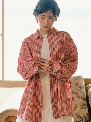 Crease Finish Striped Cotton-Poly Oxford Shirt (S154)
