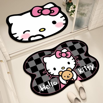 Kitty地墊🎀 ins可愛卡通凱蒂貓浴室地墊衛生間吸水防滑速干廁所房間地面地毯
