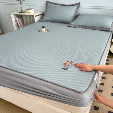 A類可機洗冰豆豆涼席三件套夏季冰絲席單人兒童宿舍軟席子夏涼席