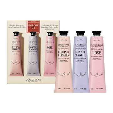 L'OCCITANE歐舒丹 普羅旺斯護手霜三件組 75ml*3 (玫瑰/櫻花/白薰衣草)