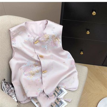 【巴黎精品】現貨+預購 新中式 唐裝上衣中國風馬甲-緞面氣質名媛背心女外套2色a1jf6