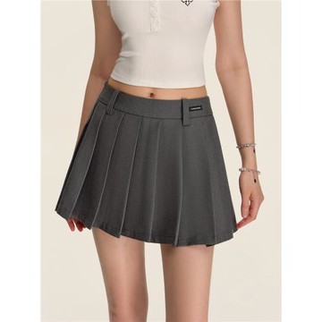 CLIMAX VISION夏季A字高腰垂感西裝百褶裙女防走光半身短裙學院風