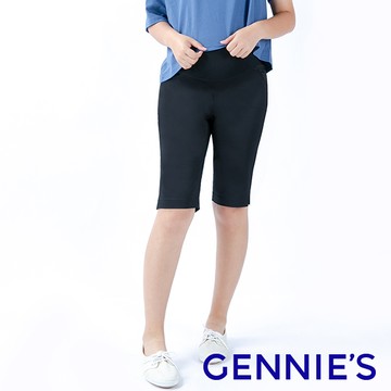 Gennies奇妮 輕盈質感開叉休閒五分褲(黑T4943)