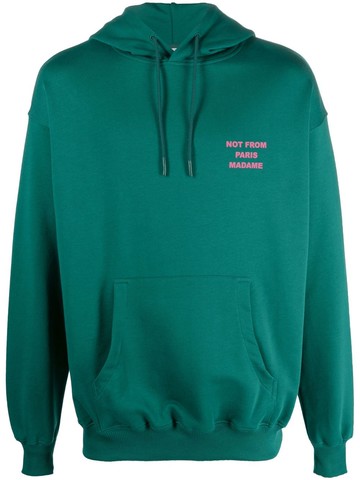 Drôle De Monsieur - embroidered-slogan hoodie - men - Cotton - XL - Green