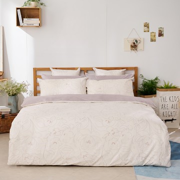 戀家小舖 40支精梳棉雙人加大床包被套組 含二件枕套  優雅旋律