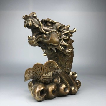純銅金龍魚擺件銅鰲頭龍魚招財納福家居辦公室裝飾工藝品