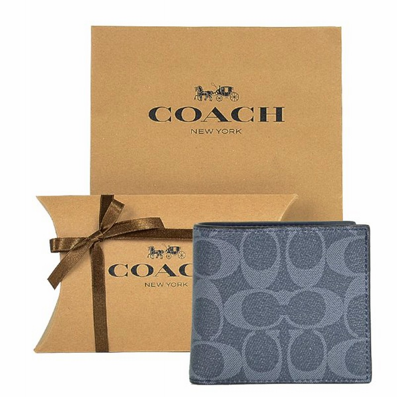 コーチ箱 紙袋付き ラッピング済み ギフトセット コーチ Coach アウトレット メンズ 財布 二つ折り財布 Qbden デニム シグネチャー 通販 Lineポイント最大0 5 Get Lineショッピング