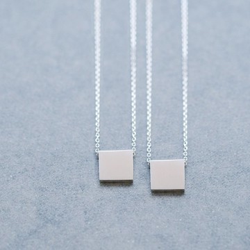 2件組) 方形  સેટ項鍊 925銀