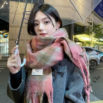 夢幻巴黎風格紋圍巾【1512】春夏新款韓系INS休閒百搭氣質純欲甜美甜辣網紅寬鬆復古保暖圍巾 女生圍巾 BonChu