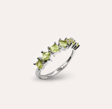 AND 橄欖石 綠色 方形 3mm 戒指 和諧系列 Tetris 天然寶石