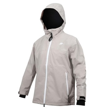 KAPPA 女防潑水連帽外套-連帽外套 防水 防風 禦寒 抗UV 上衣 341T41W-TB7 奶茶白