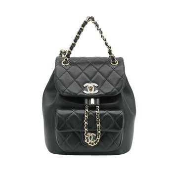 Chanel 展示品 Duma 菱格羊皮淡金釦後背包(AS2908-黑)