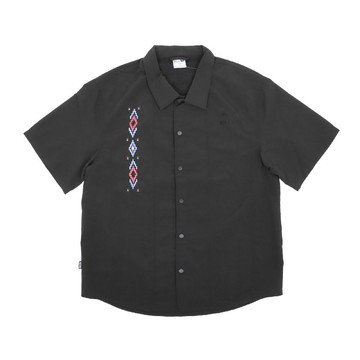 短袖 Prairie Resort Shirts 男款 黑 寬鬆 襯衫 626867-01