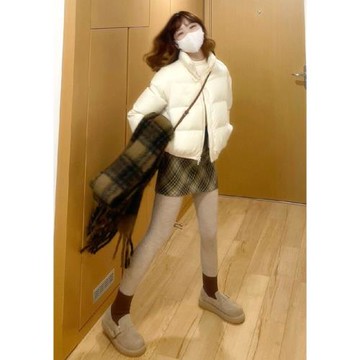 短款立領羽絨服女冬季小個子2024新款加厚白鴨絨面包服棉襖外套